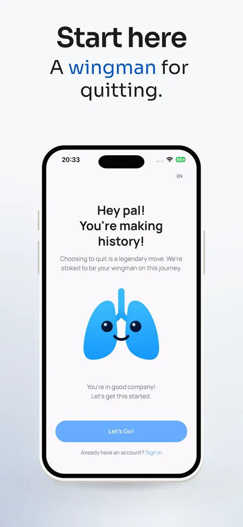 Study template, screen 1: “Start here” over a Smoke Off screen