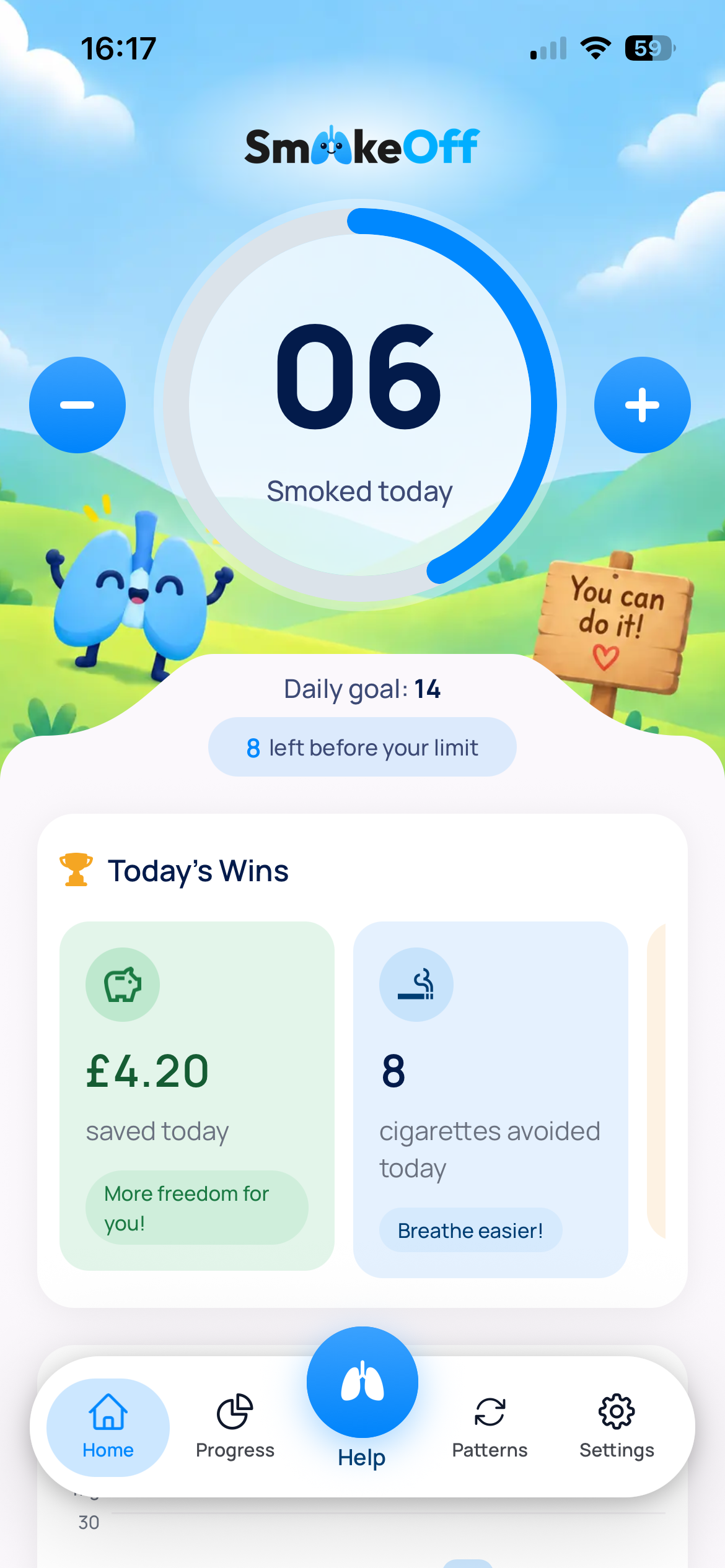 SmokeOff: daily tracking original app screenshot